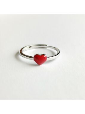 New Tender Heart Sterling silver red enamel Ring